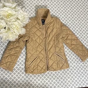 GAP Girl’s Zippered Tan Quilted Coat